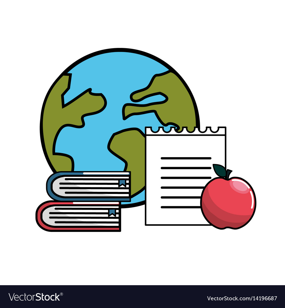 Global planet with books notebook papper