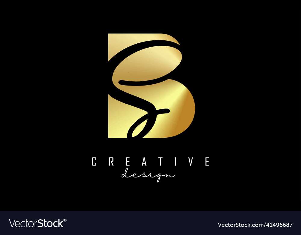 Golden Letters Bs Logo With A Minimalist Design Vector Image