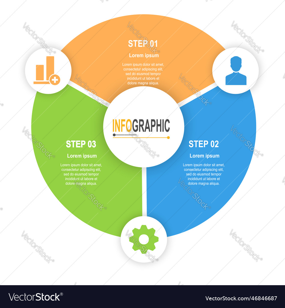 Infographic template 3 steps circular chart