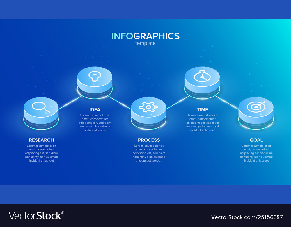 Isometric infographic label template with icons 5