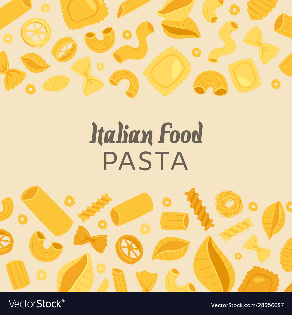 Italian food pasta with different types fusilli