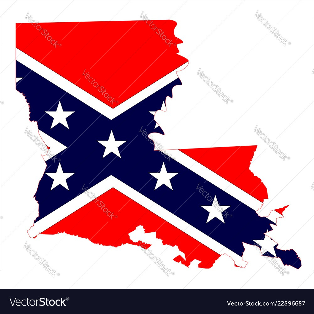 Louisiana state map and confederate flag