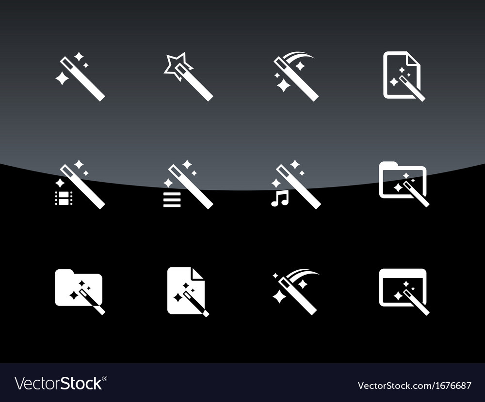 Magician icons on black background