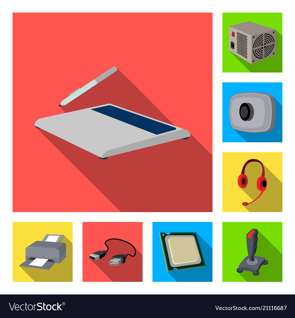 Personal computer flat icons in set collection
