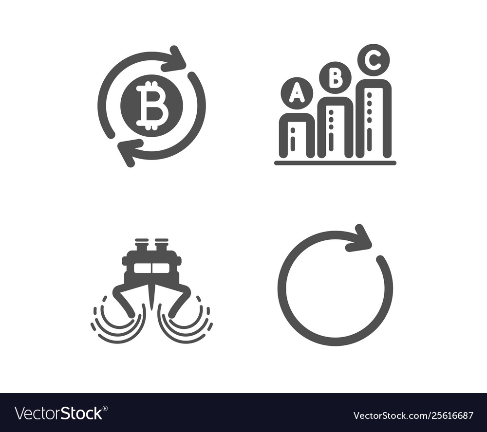 Refresh bitcoin graph chart and ship icons vector image Refresh bitcoin graph chart and ship icons