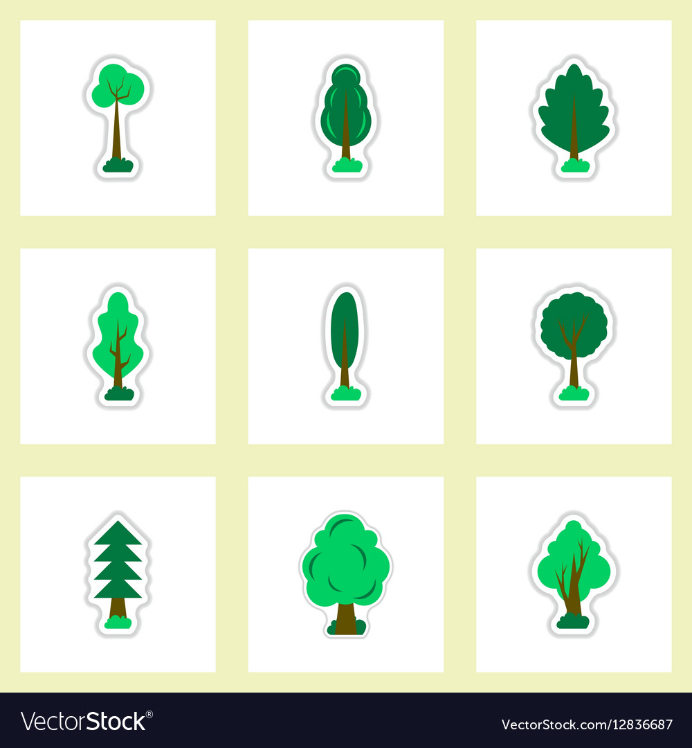 Set of labels with shadow leafs icon design