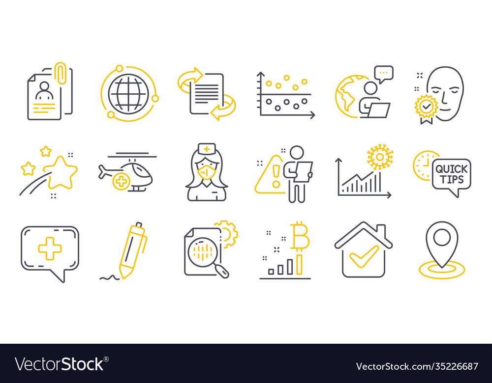 Set science icons such as bitcoin graph seo