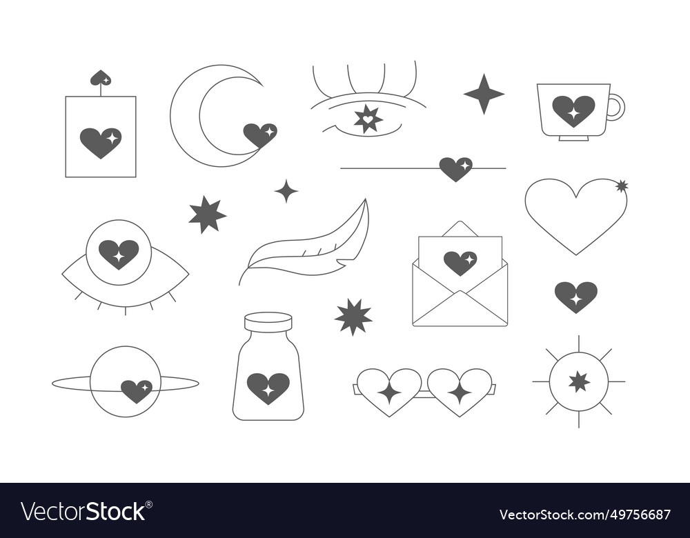 Simple linear groovy valentines day elements