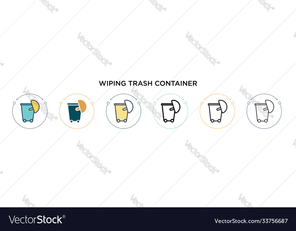 Wiping trash container icon in filled thin line vector image Wiping trash container icon in filled thin line