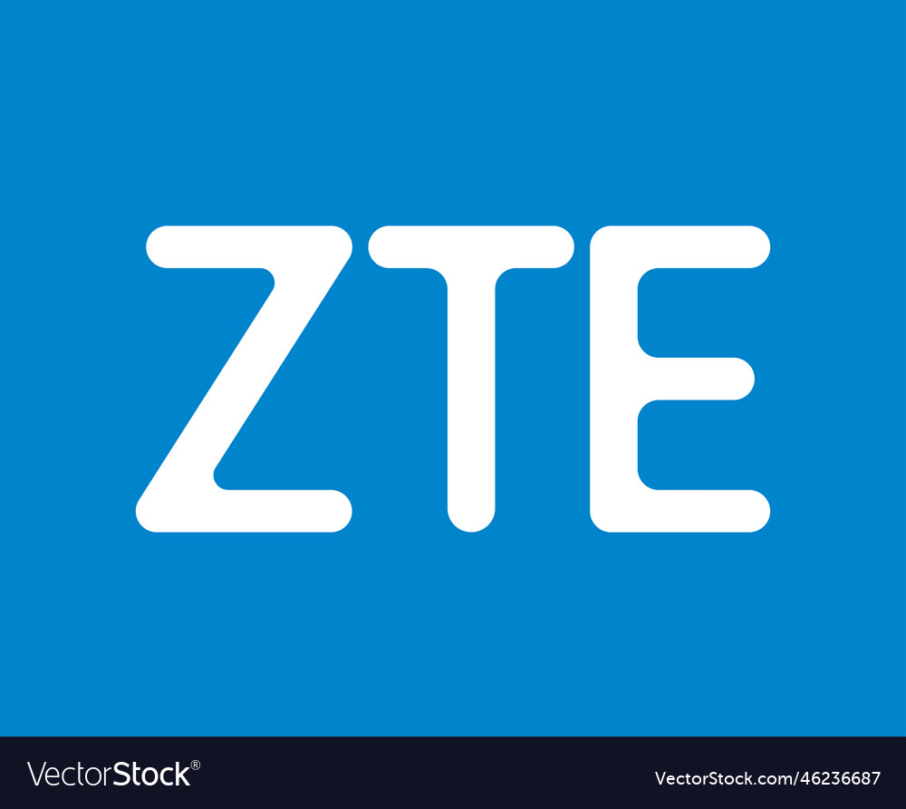 Zte logo brand phone symbol name blue and white Vector Image