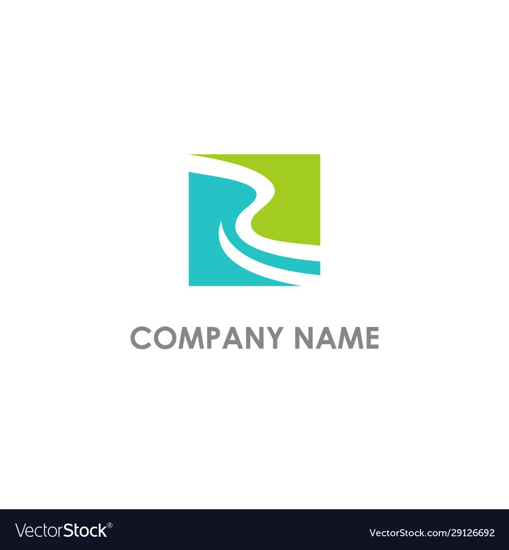 Abstract river square landscape logo Royalty Free Vector