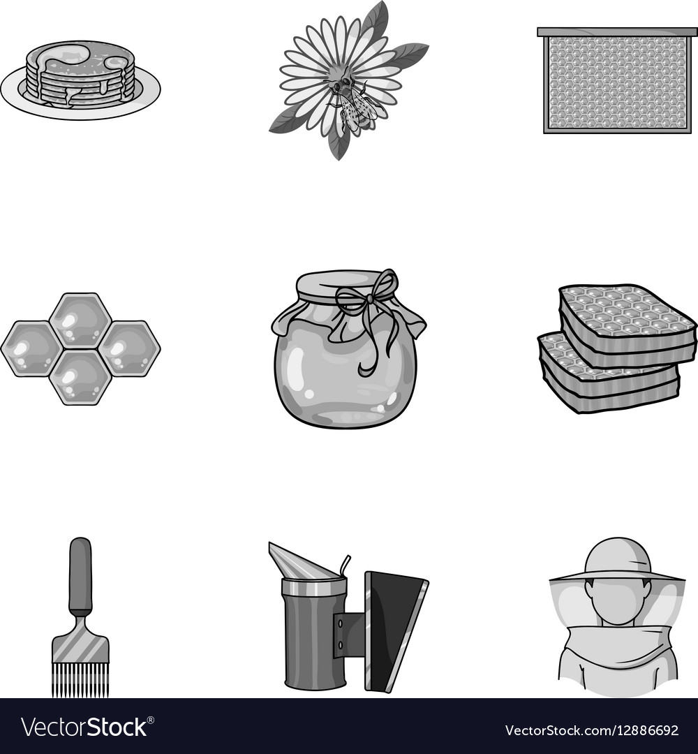 Apiary set icons in monochrome style big