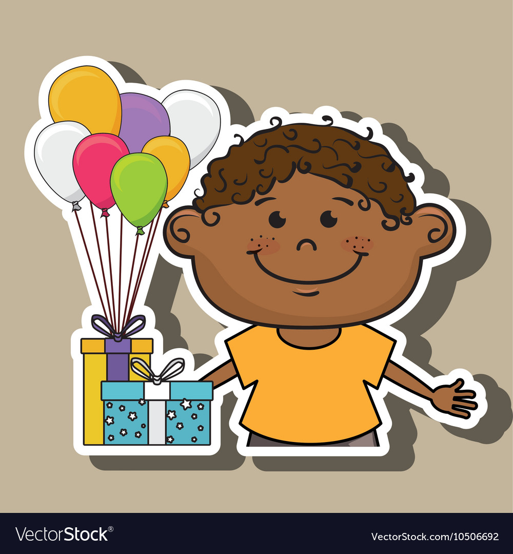 Boy balloons gifts Royalty Free Vector Image - VectorStock