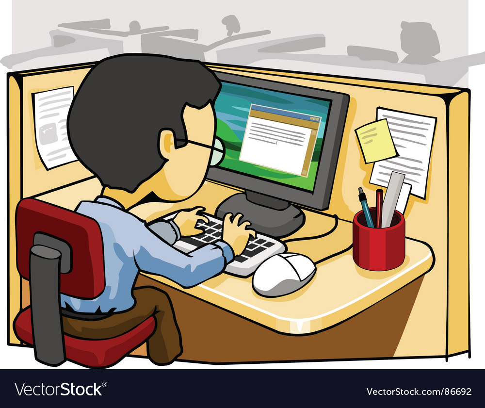 Businessman Working on Computer