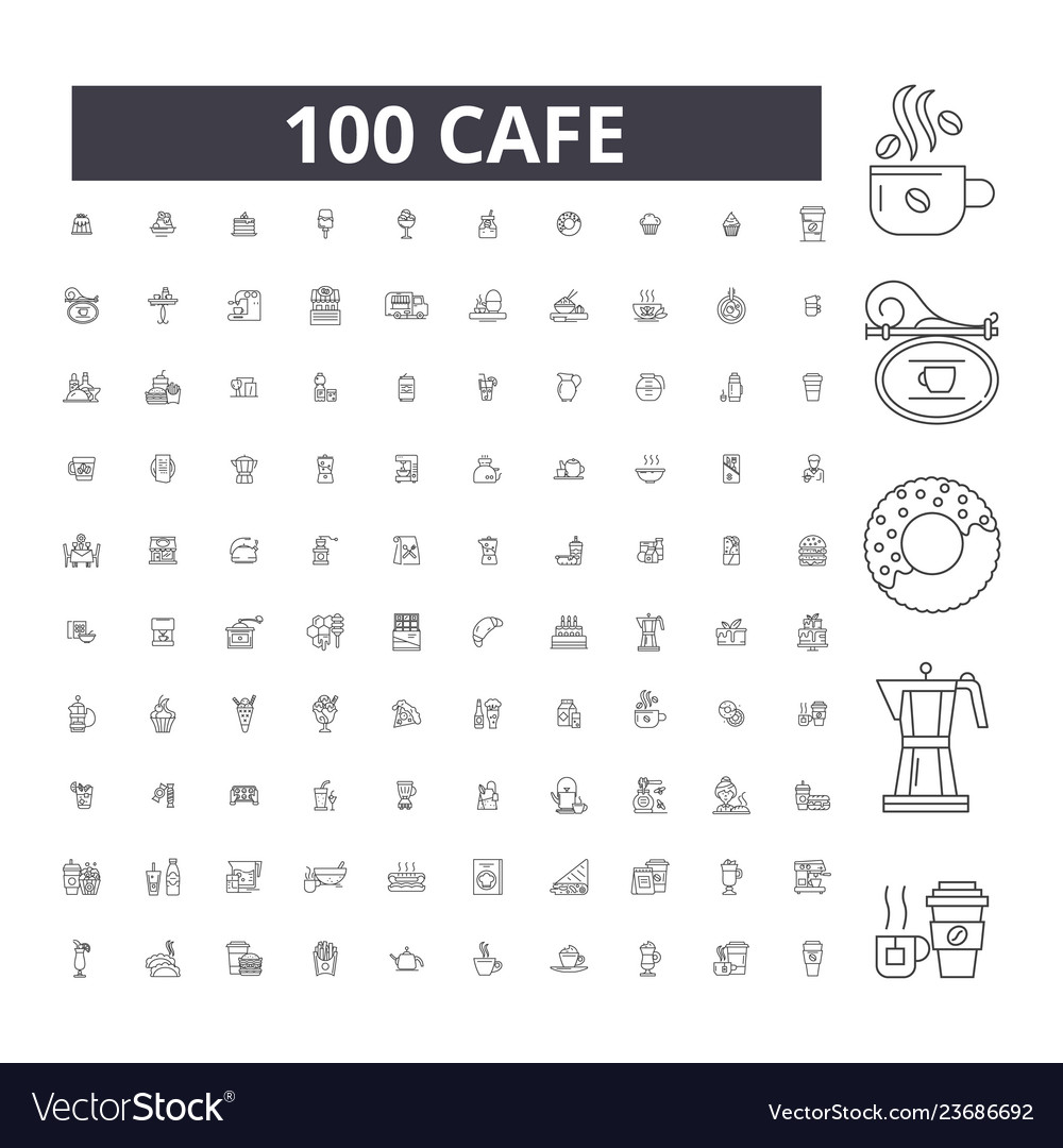 Cafe editable line icons 100 set