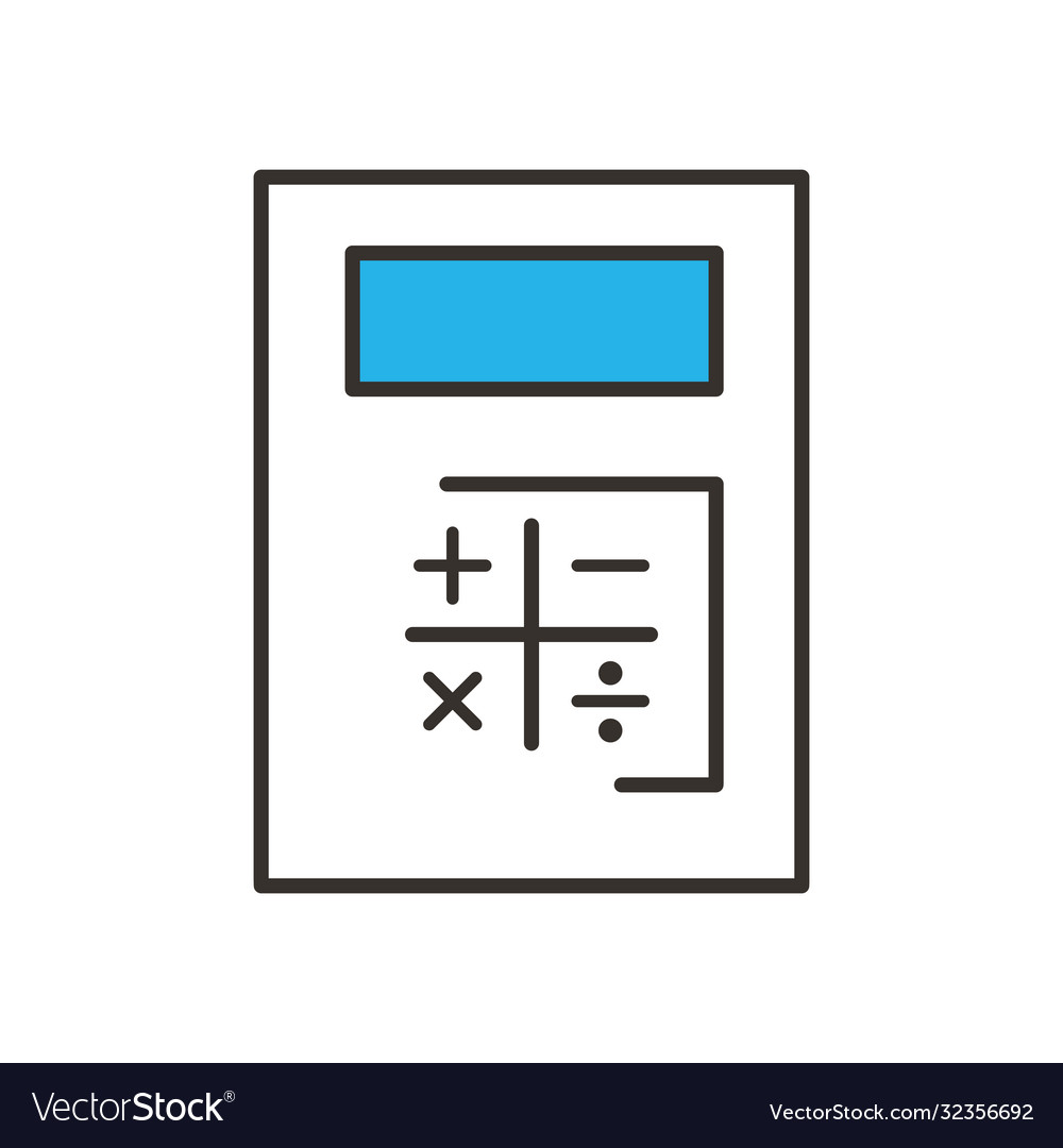 Calculator tool line and fill style icon