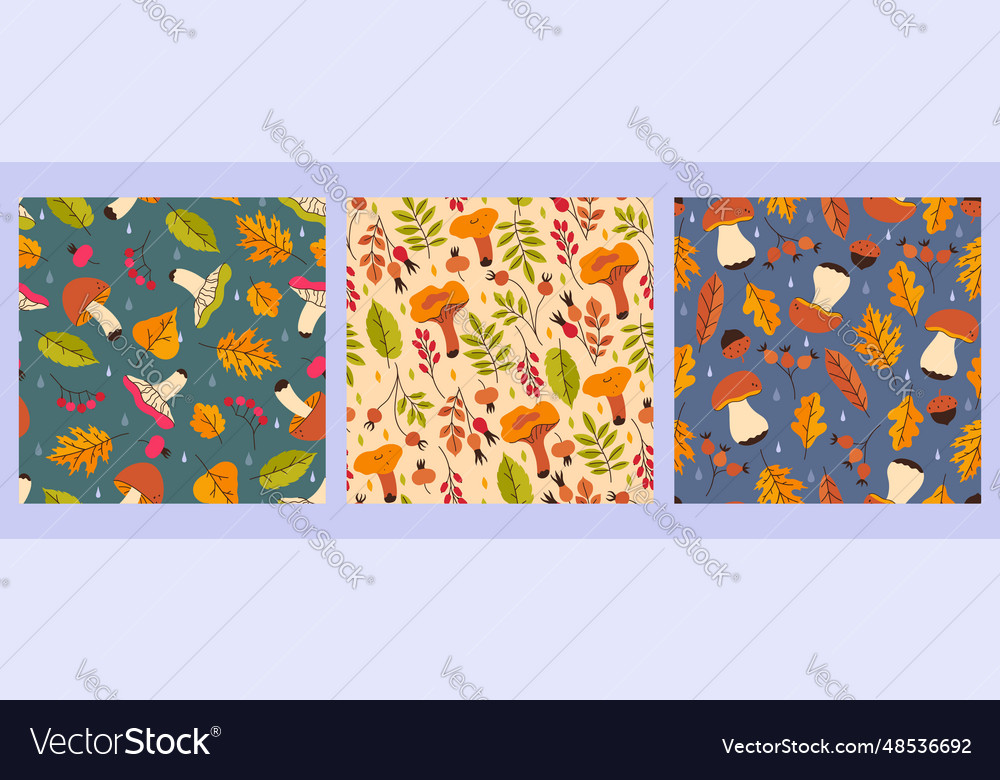 Collection of autumn seamless patterns