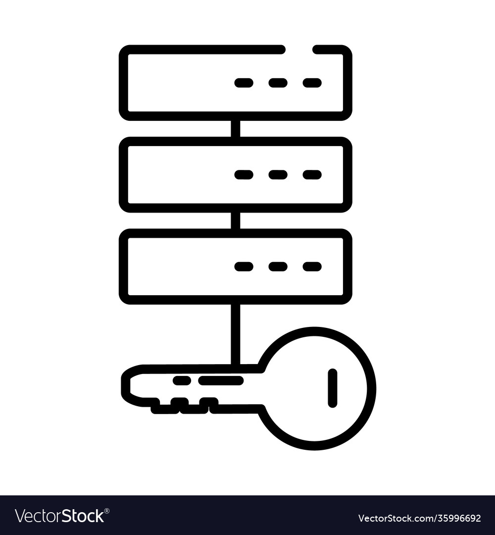 Data router servers with key icon half line style