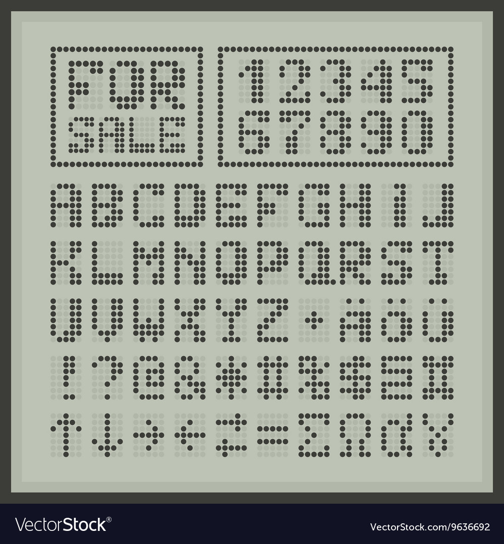 Digital dotted font display letters and numbers