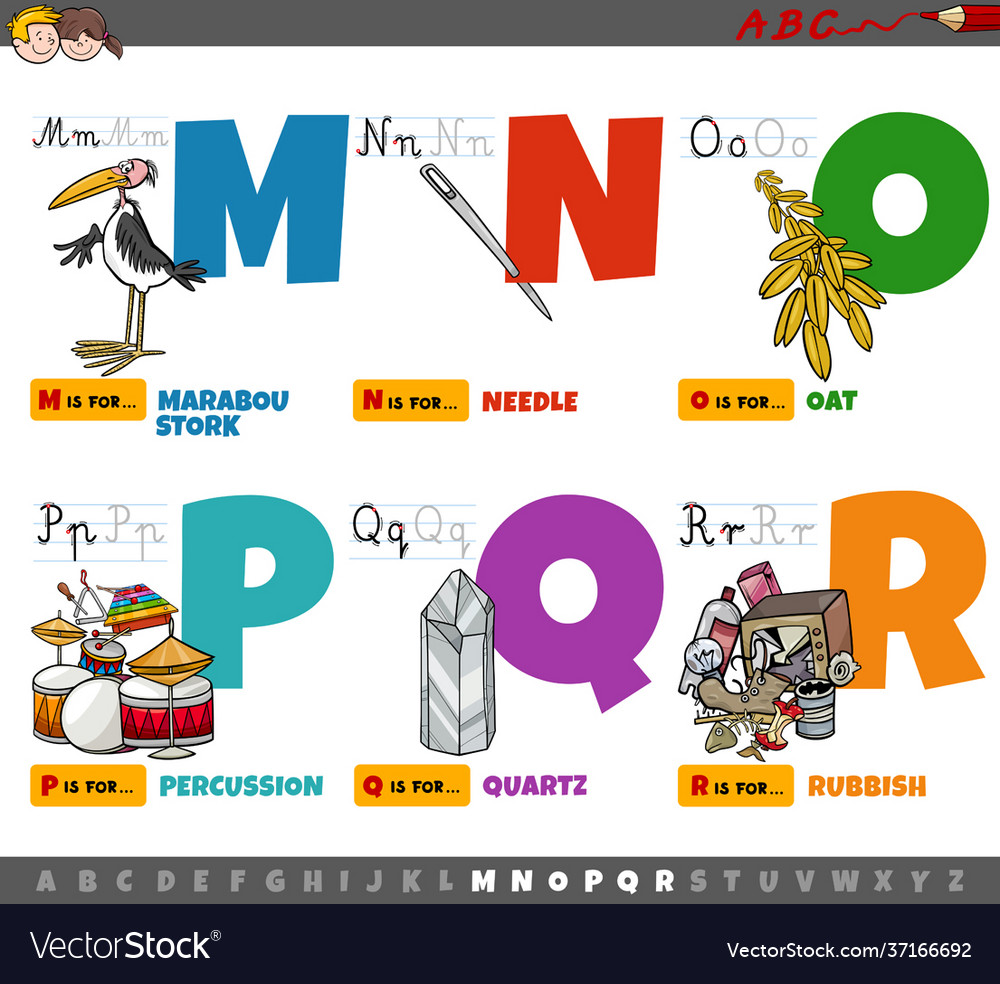 Educational cartoon alphabet letters for children Vector Image