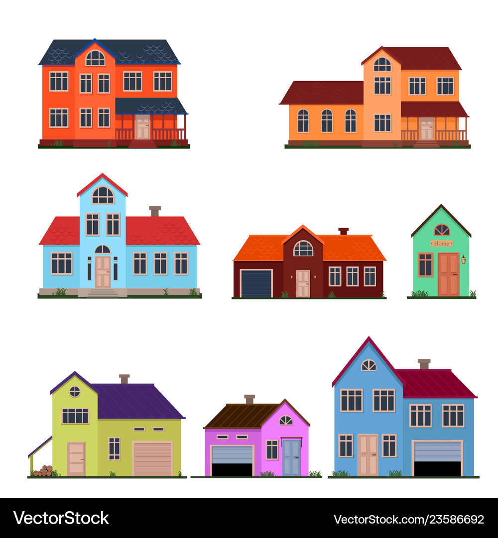 Family house set Royalty Free Vector Image - VectorStock