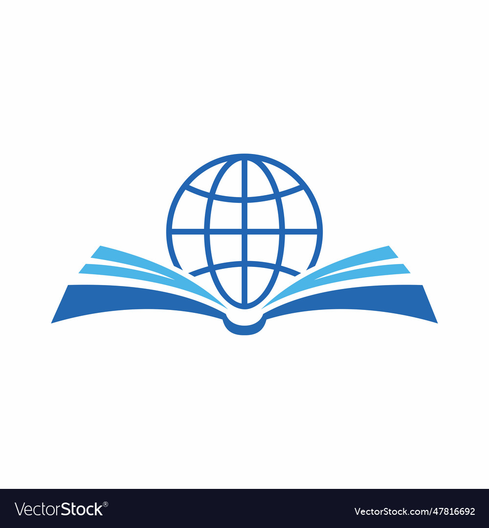 Globe book logo Royalty Free Vector Image - VectorStock