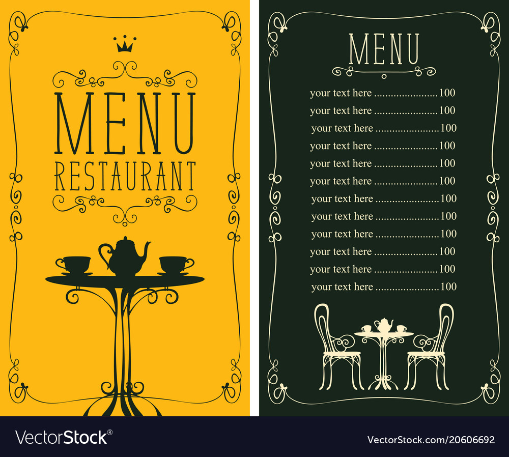 Menu With Price Image Of Served Table And Chairs