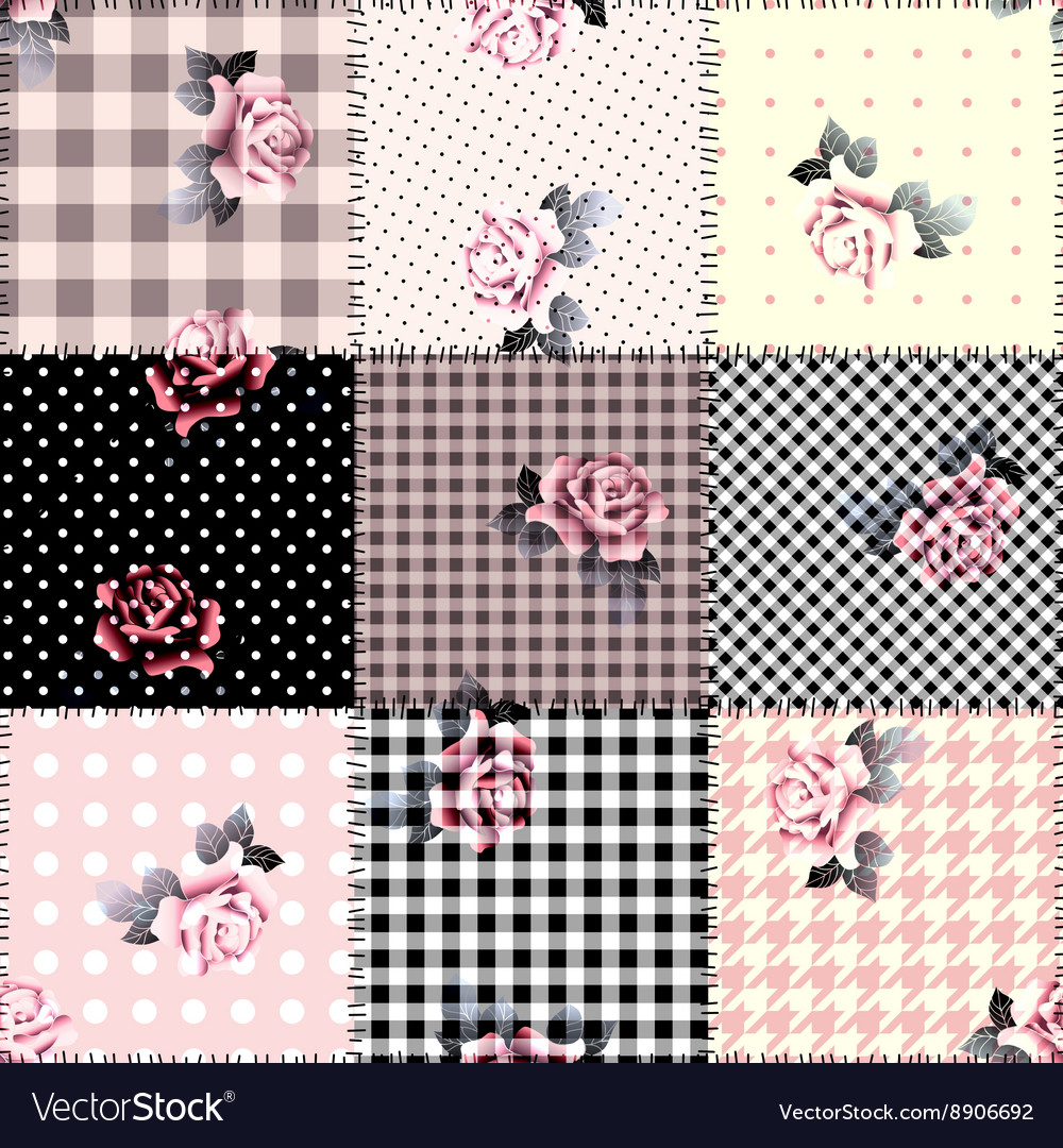 Patchwork with roses