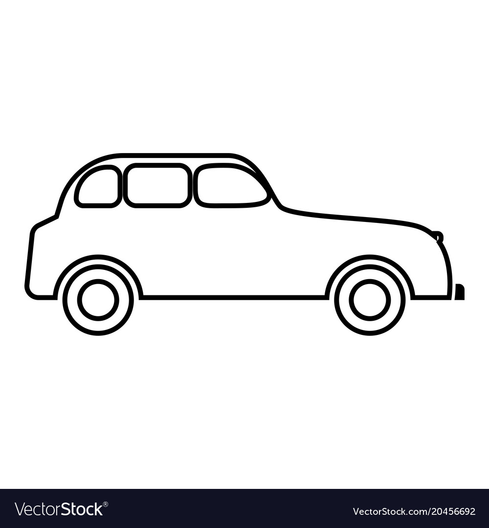 Retro Car Icon Black Color Flat Style Simple Image