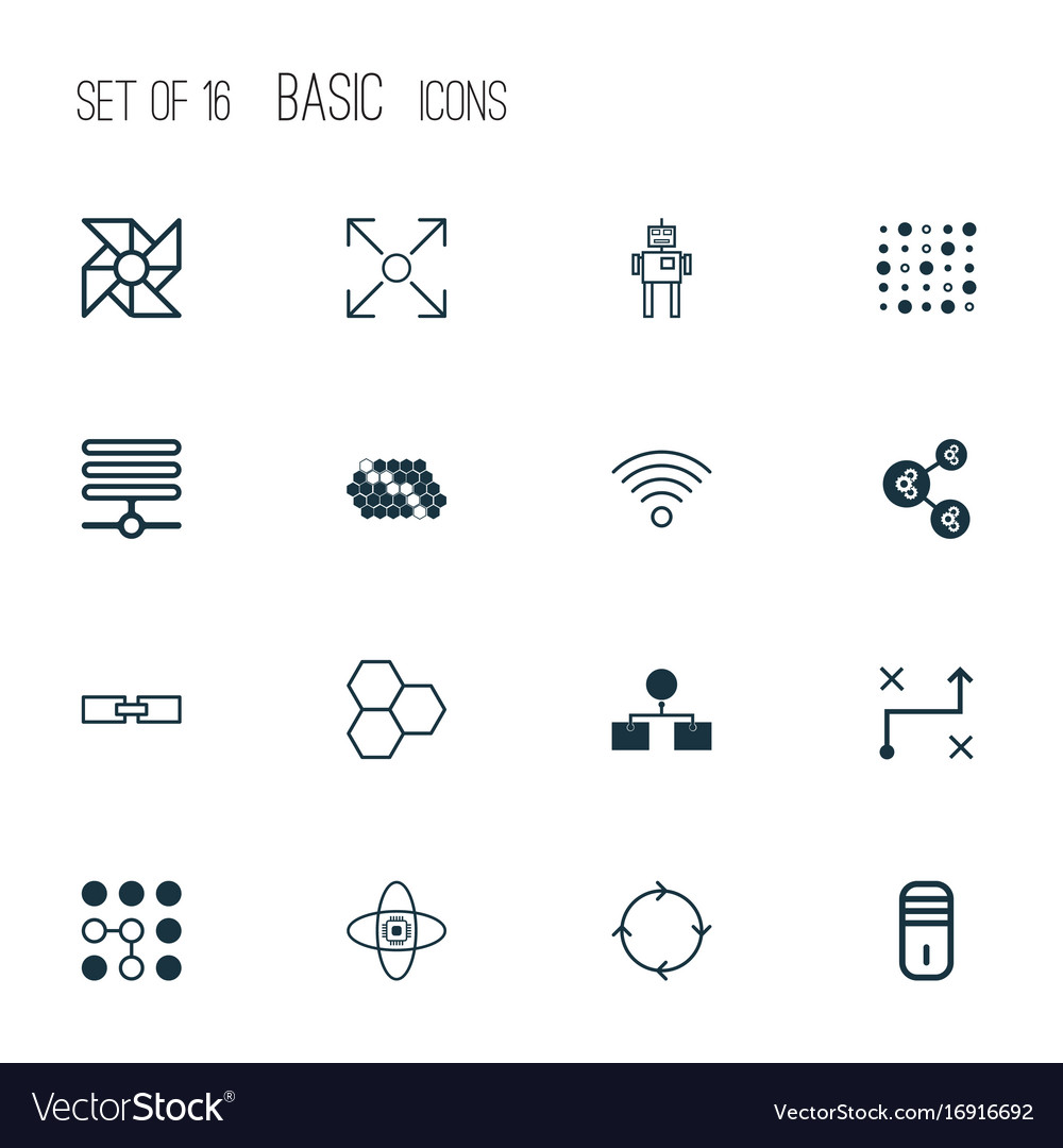 Robotics icons set collection of information base