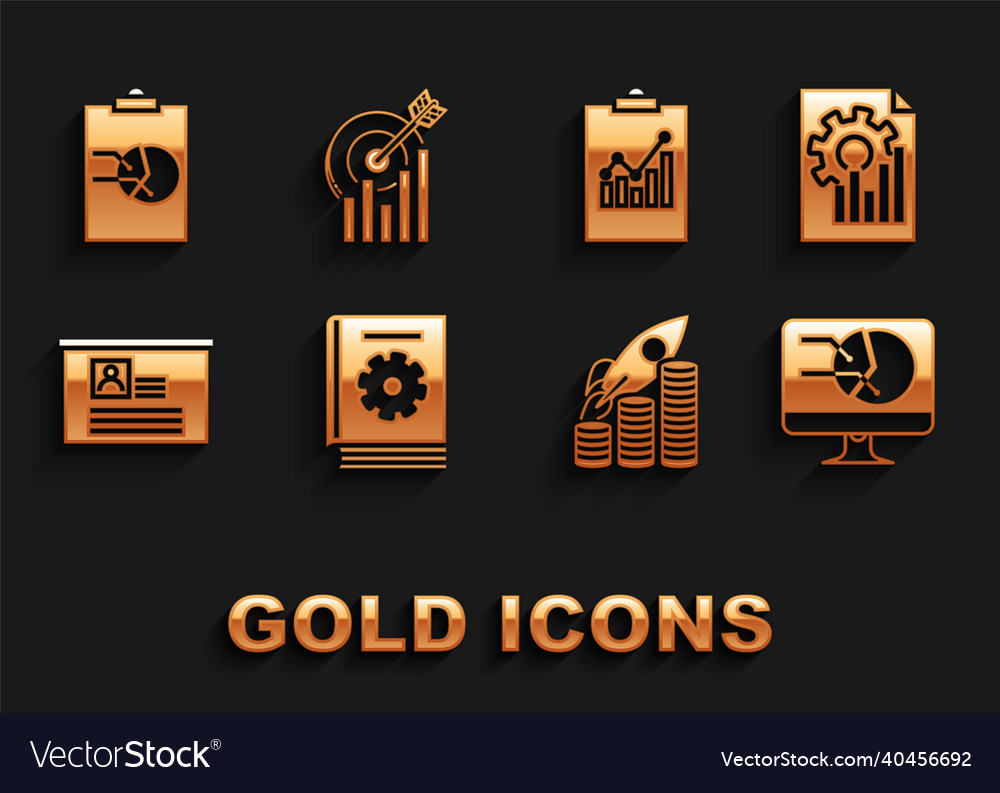 Set user manual document with graph chart vector image Set user manual document with graph chart