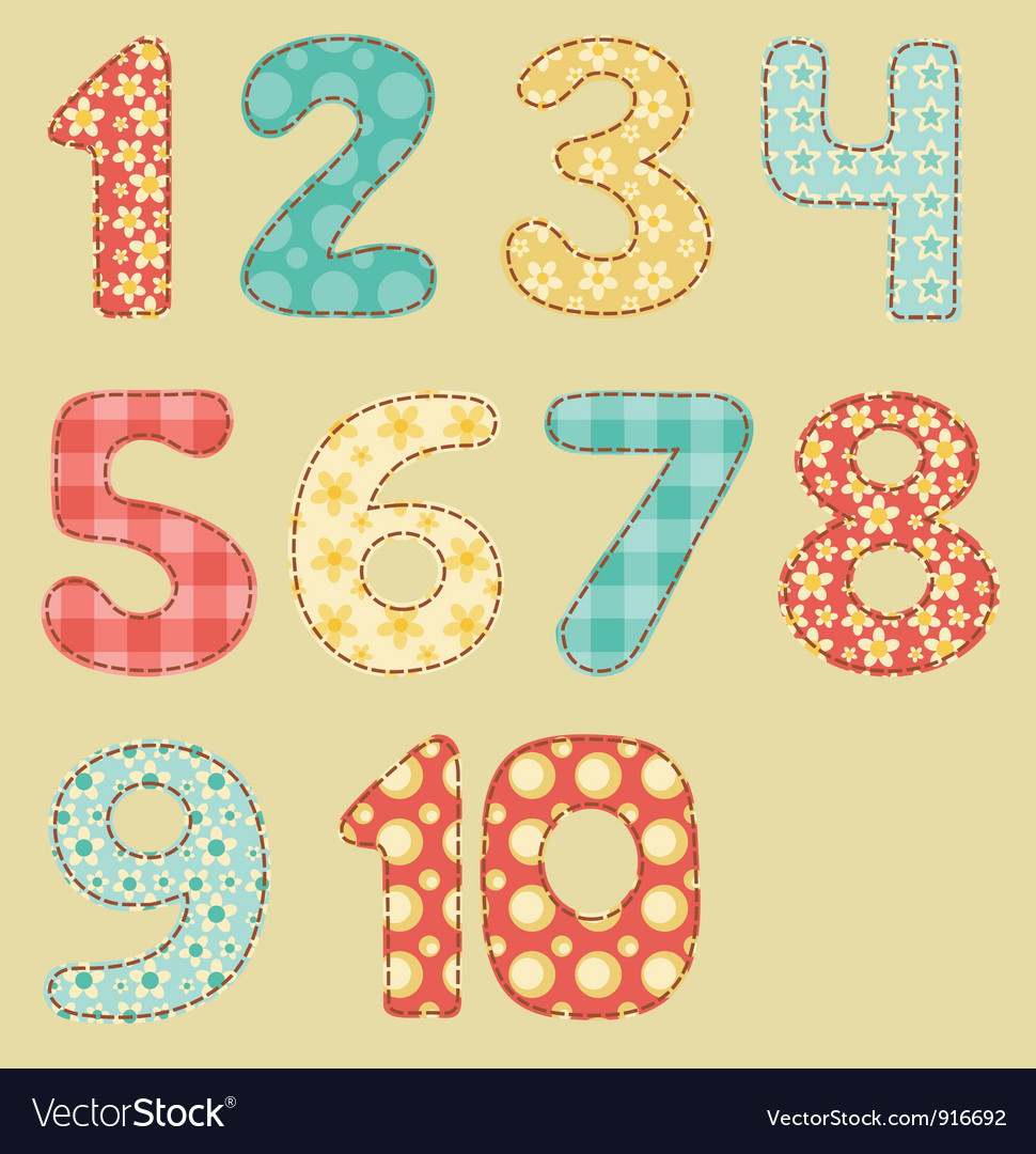Vintage numbers patchwork set Royalty Free Vector Image