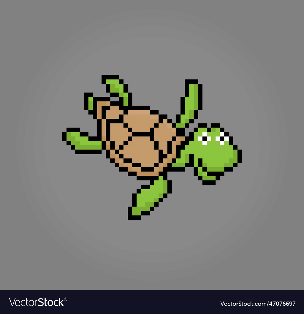 8 bit pixel turtle in icon style