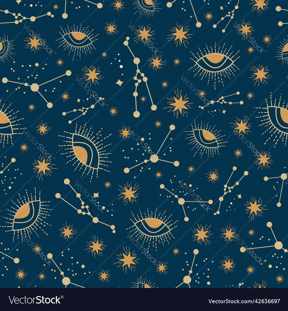 Celestial magic stars seamless repeat