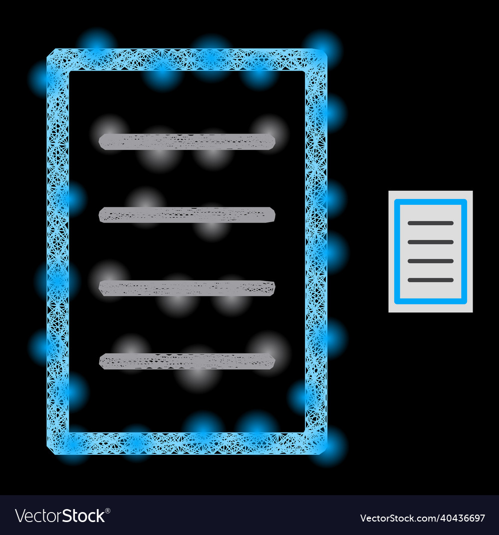 Glowing linear mesh text page with lightspots vector image Glowing linear mesh text page with lightspots