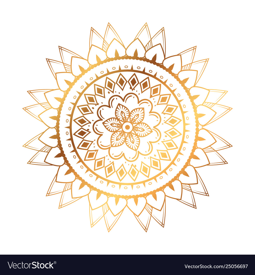 Golden and circular mandala Royalty Free Vector Image