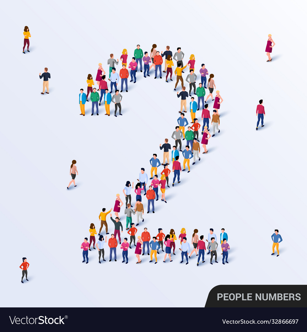 Large group people in number 2 two form