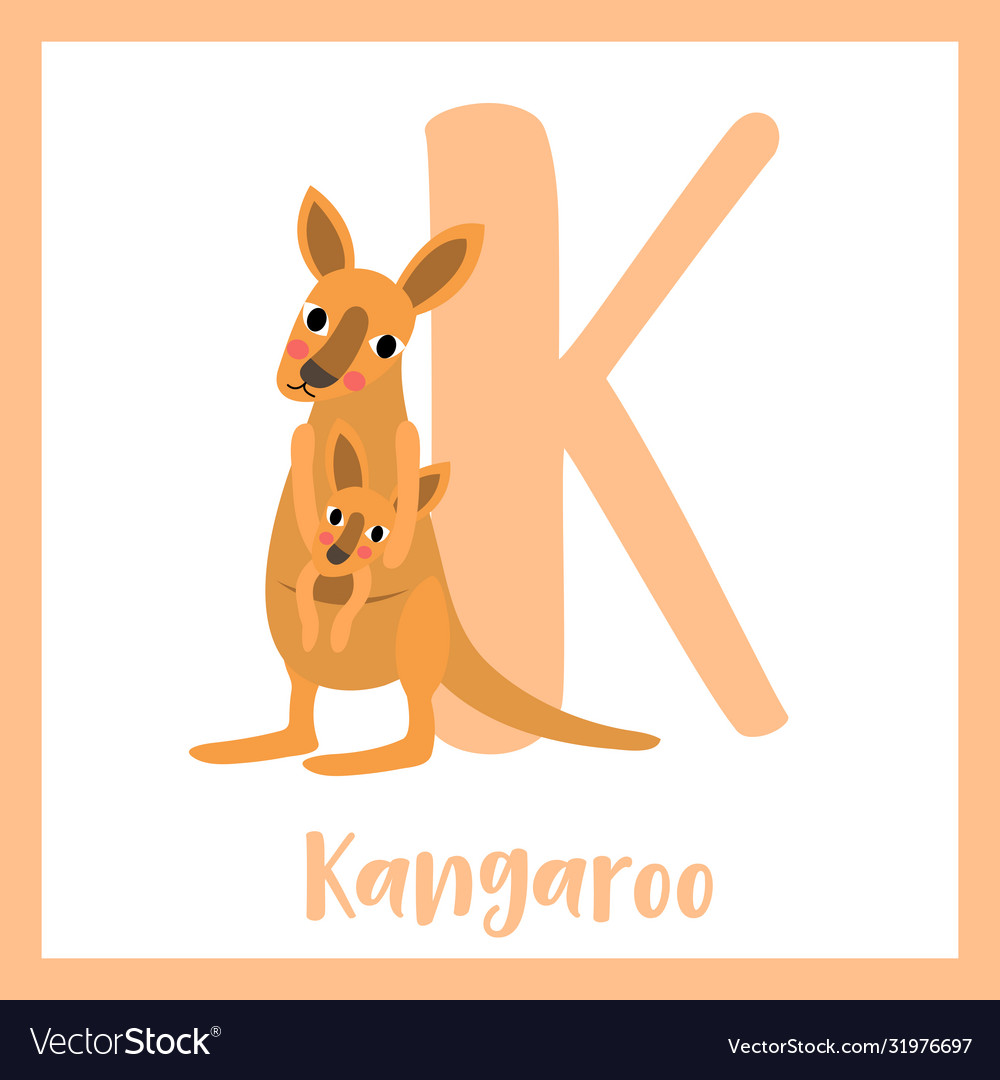 Letter k vocabulary kangaroo and baby