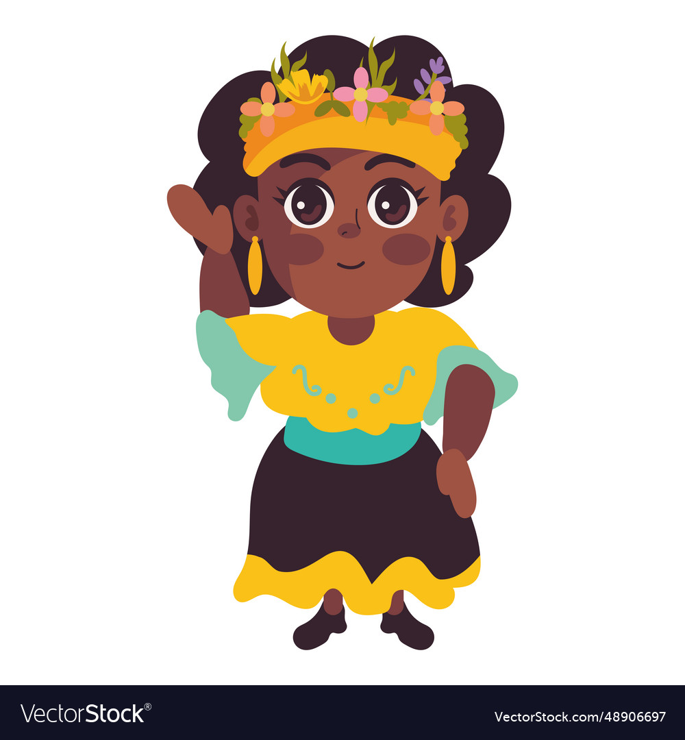 Medellin flowers fair character Royalty Free Vector Image