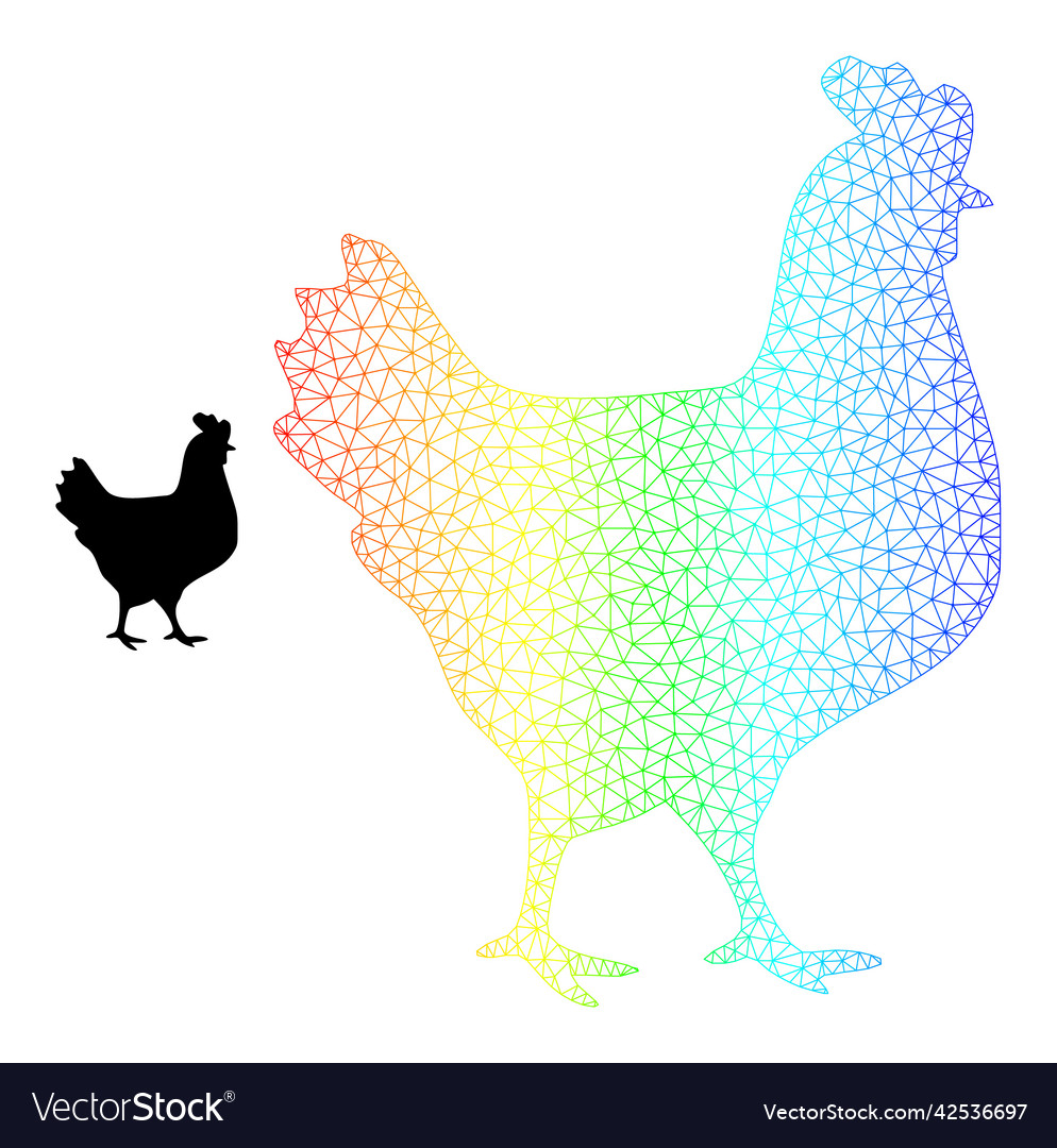 Rainbow net gradient walking chicken icon vector image Rainbow net gradient walking chicken icon