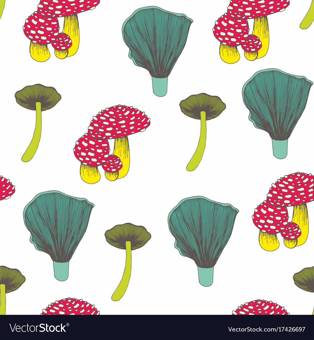 Seamless pattern with mushrooms for design