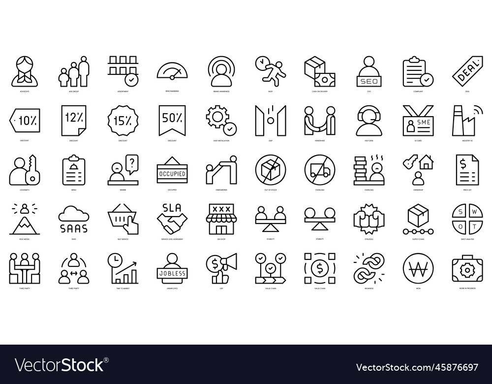Set of thin line business icons Royalty Free Vector Image