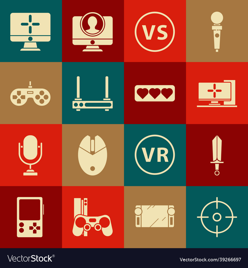 Set target sport sword for game computer monitor vector image Set target sport sword for game computer monitor