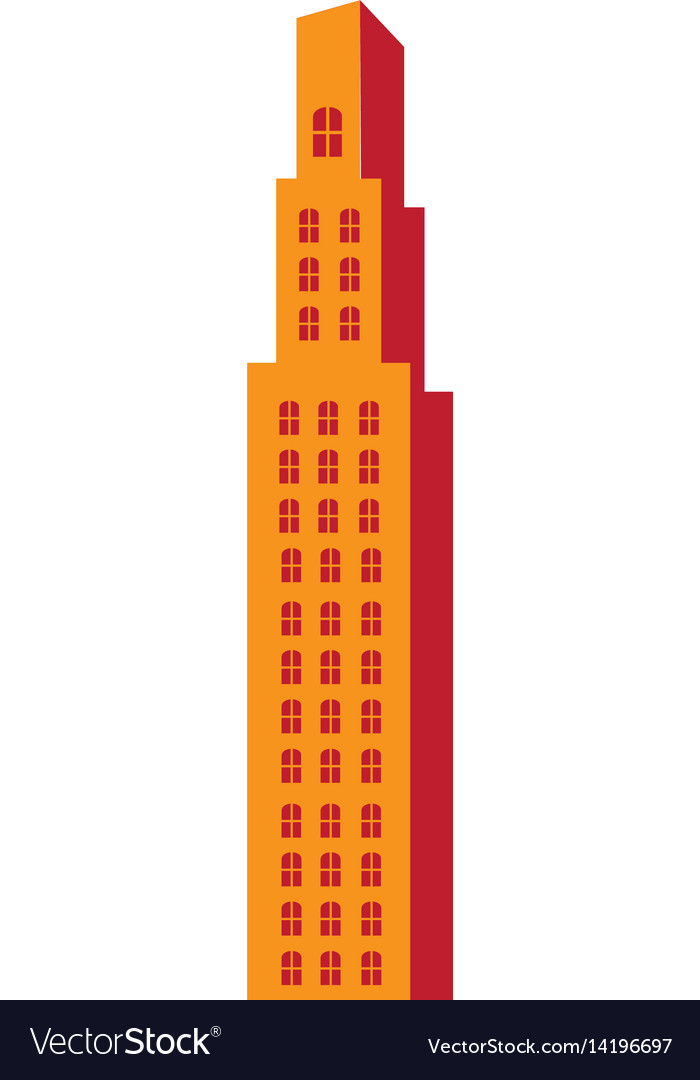 Silhouette orange color with skyscraper building