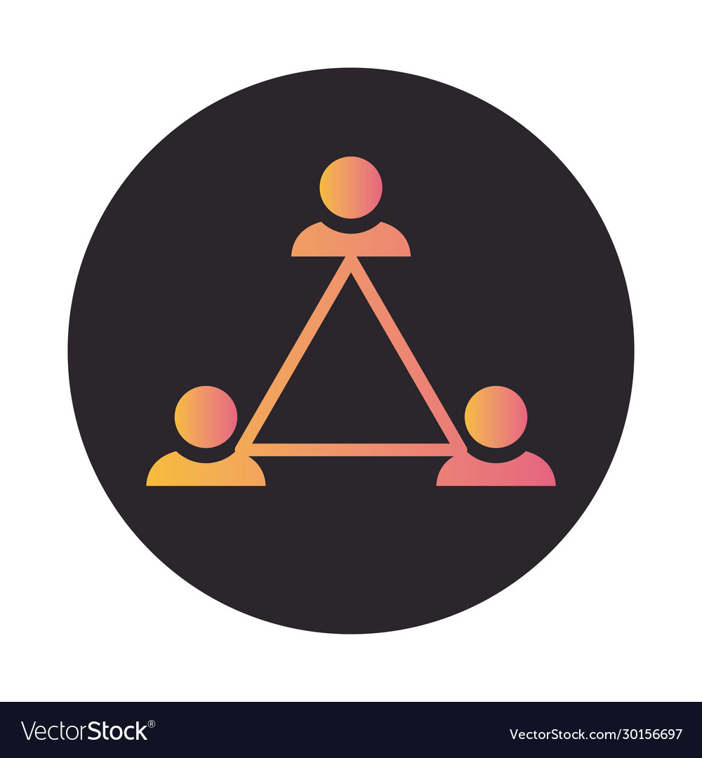 Teamwork people in triangle block style icon