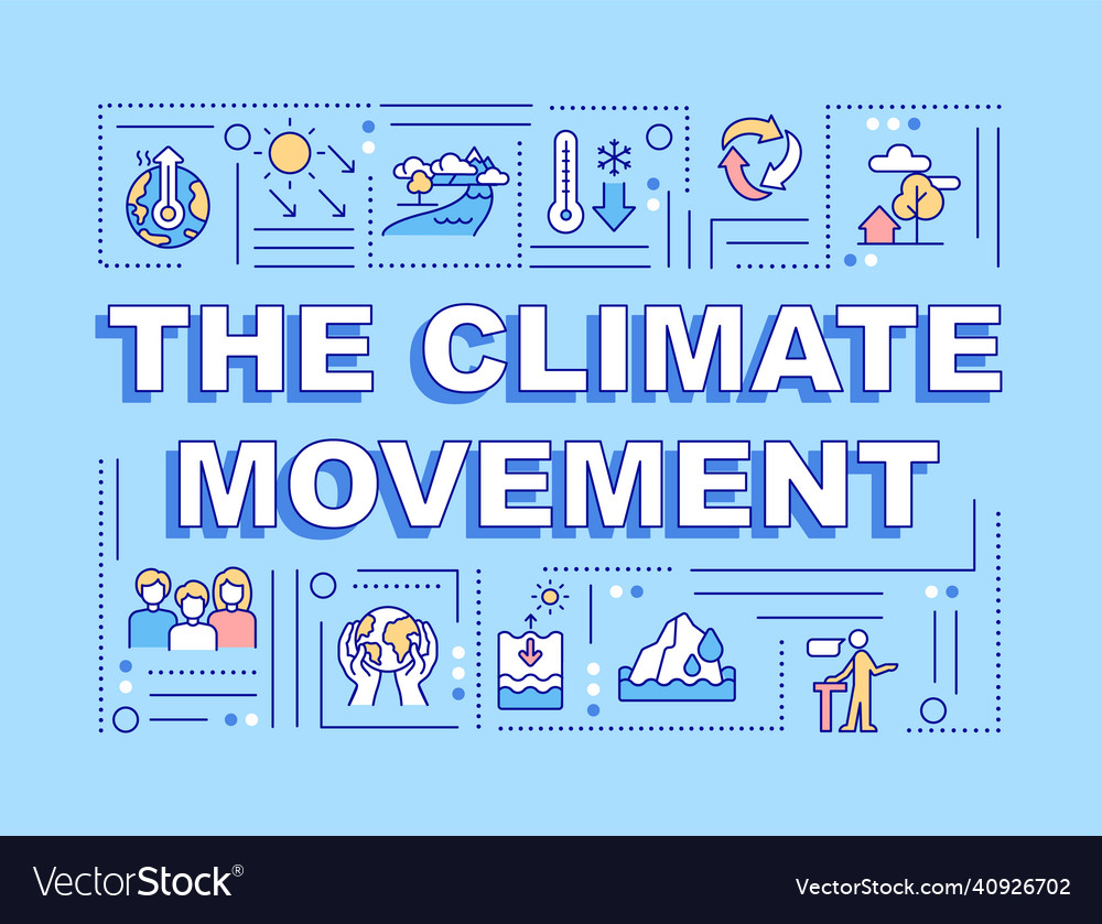 Climate movement word concepts blue banner