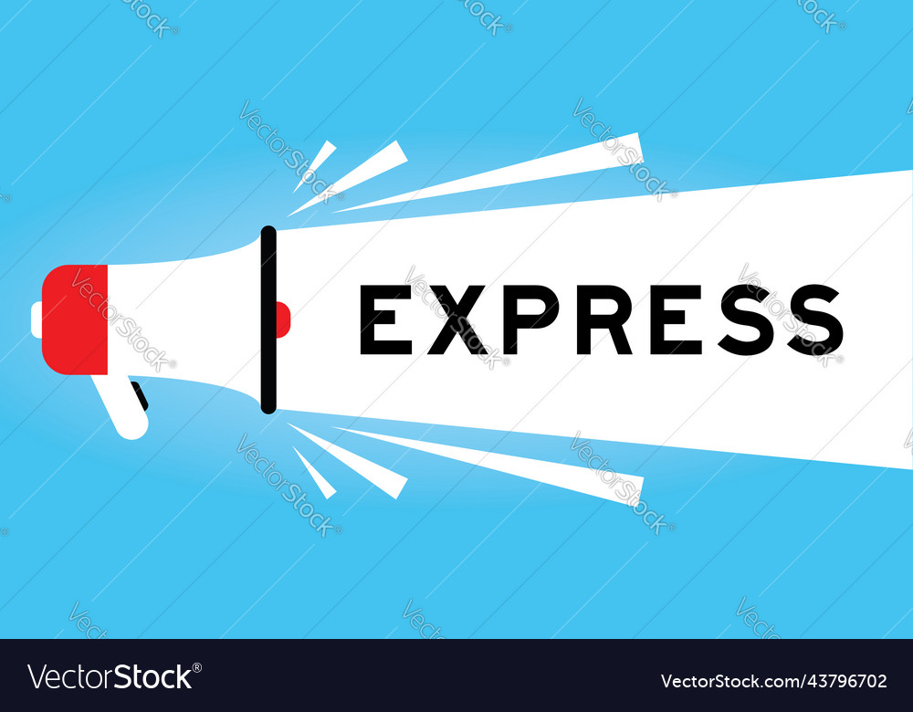 Color megphone icon with word express in white