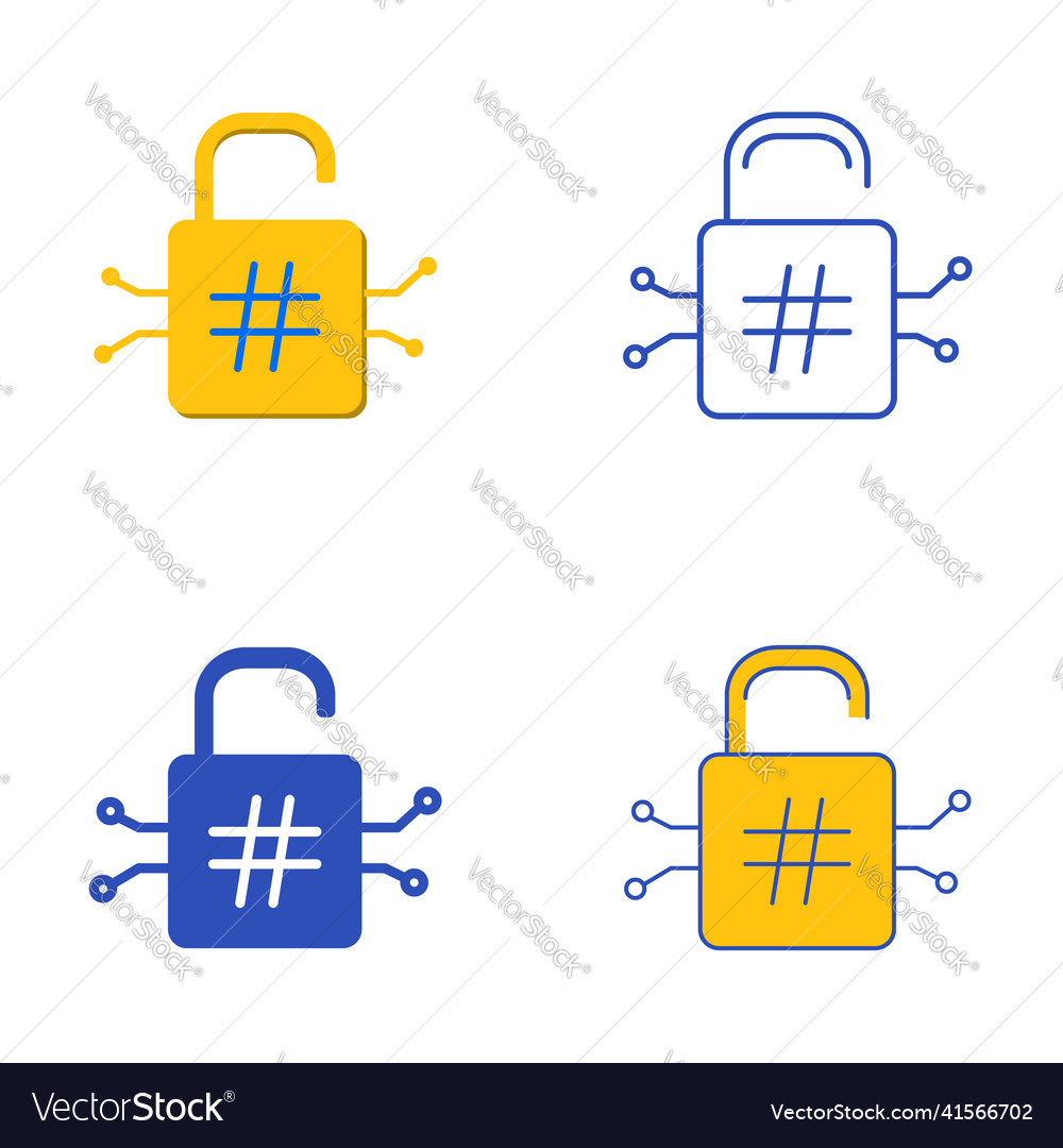 Cryptographic hash function icon set vector image Cryptographic hash function icon set
