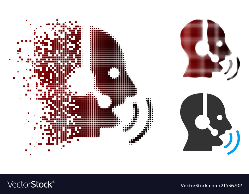 Disintegrating pixel halftone operator speech vector image Disintegrating pixel halftone operator speech