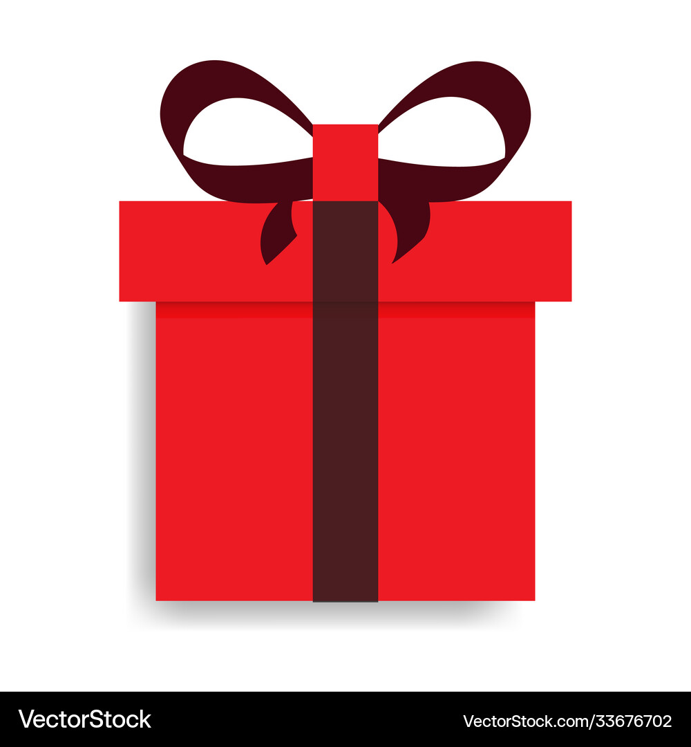 Gift box with ribbon box icon with line art Vector Image